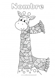 Colorear gratis Jirafa Animales Zentangle Animales salvajes de África Bufanda