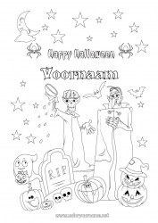 Gratis tekening Vleermuis Kerkhof Spook Monster Halloween Schedel Vogels en vliegende zoogdieren Inscriptie 'halloween'