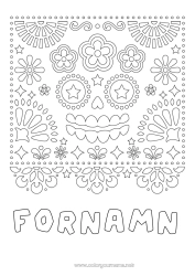 Färgläggningssida att anpassa Skalle De dödas dag Catrina Mexikansk broderi