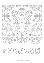 Fargeleggingssiden å tilpasse Kranium De dødes dag Catrina Mexicansk broderi