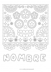 Colorear para personalizar Calavera Día de los Muertos Catrina Bordado mexicano