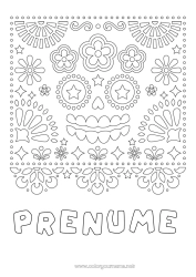 Pagină de colorat personalizată Cranium Ziua Morților Catrina Broderie mexicană