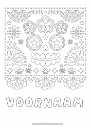 Gratis tekening Schedel Dia de los Muertos Catrina Mexicaanse borduurkunst