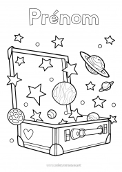 Coloriage gratuit Espace Planètes et système solaire Terre Astronomie Valises et bagages