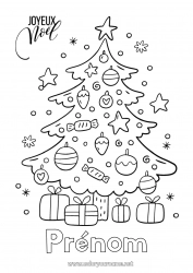 Coloriage à personnaliser Cadeaux Sapin de Noël Noël Décorations de Noël 