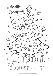 Gratis tekening Cadeaus Kerstboom Kerstmis Kerstversiering 