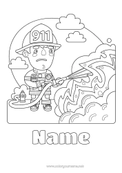 Free colouring Firefighter Fire Security Occupations