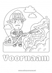 Gratis tekening Brandweerman Vuur Veiligheidsberoepen