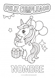 Dibujo libre Tarta Cumpleaños Unicornio Globos Animales Mensaje de feliz cumpleaños (inglés) Dragones, unicornios y animales fantásticos