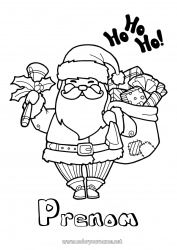 Coloriage gratuit Cadeaux Père Noël Noël Hotte