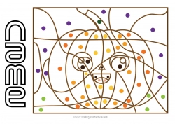 Free coloring Pumpkin Halloween Autumn Coloring by numbers Children's activities