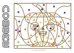 Dibujo libre Calabaza Halloween Otoño Colorear por números Actividades para niños