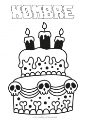 Colorear para personalizar Tarta Halloween Cumpleaños Calavera