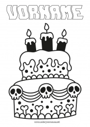 Kostenlose Zeichnung Kuchen Halloween Geburtstag Schädel