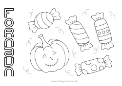 Fargeleggingssiden å tilpasse Godteri Gresskar Halloween Enkle fargelegginger