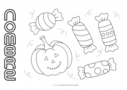 Colorear gratis Caramelos Calabaza Halloween Dibujos fáciles para colorear
