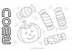 Desenho grátis Doces Abóbora Halloween Desenhos para colorir fáceis