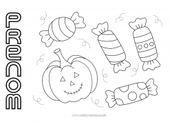 Dessin gratuit Bonbons Citrouille Halloween Coloriages faciles