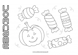 Kostenlose Malvorlage Bonbons Kürbis Halloween Einfache Ausmalbilder