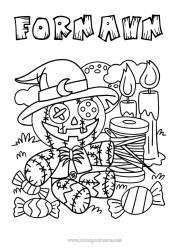 Fargeleggingssiden å tilpasse Godteri Gresskar En godteri eller en spøk? Halloween Spill og leker Dukke