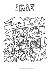 Kolorowanka za darmo Cukierki Dynia Cukierek albo psikus? Halloween Gry i zabawki Lalka