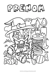 Coloriage gratuit Bonbons Citrouille Un bonbon ou un sort ? Halloween Jeux et jouets Poupée
