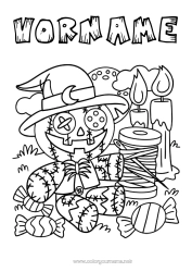 Kostenlose Malvorlage Bonbons Kürbis Ein Bonbon oder ein Zauber? Halloween Spiele und Spielzeug Puppe