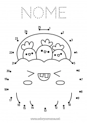 Disegno gratuito Zucca Halloween Kawaii Numero Attività per Bambini Punti da unire Unisci i Numeri