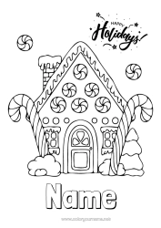 Free colouring Christmas Gingerbread House