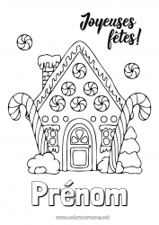 Coloriage à personnaliser Noël Pain d'épices Maison