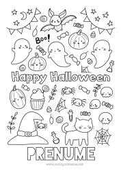 Pagină de colorat personalizată Liliac Fantomă Dovleac Păianjen Pisica neagră Drăguț Halloween Insecte Câini și pisici Păsări și mamifere zburătoare Înscriere 