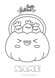 Free coloring Sweets Pumpkin Halloween Kawaii Inscription 