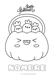 Colorear gratis Caramelos Calabaza Halloween Kawaii Inscripción 