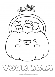 Gratis tekening Snoepjes Pompoen Halloween Kawaii Inscriptie 'halloween'