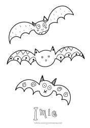 Kolorowanka za darmo Nietoperz Halloween Zwierzę Ptaki i latające ssaki