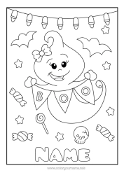 Free colouring Sweets Ghost Cute Halloween