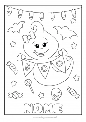 Desenho grátis Doces Fantasma Fofo Halloween