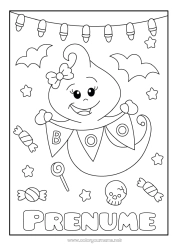 Desen liber de colorat Bomboane Fantomă Drăguț Halloween