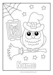 Free colouring Halloween Owl, Tawny owl Animal Birds and flying mammals