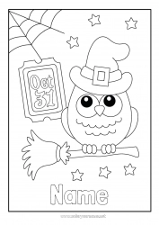 Free drawing Halloween Owl Animal Flying birds and mammals