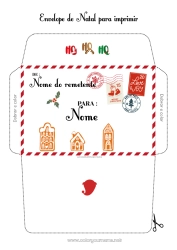 Desenho para personalizar Elfo de Natal Cartas de duendes travessos Atividades para Crianças Azevinho Envelope Envelope para imprimir Viagem do Elfo de Natal