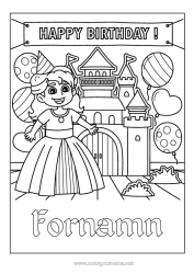 Gratis teckning Slott Födelsedag Ballonger Prinsessa Grattis på födelsedagen!
