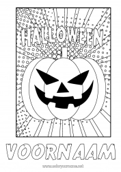 Gratis kleurplaat Pompoen Halloween Jack O'Lantern Inscriptie 'halloween'