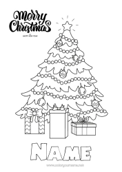 Free colouring Gifts Christmas tree Christmas