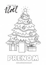 Coloriage gratuit Cadeaux Sapin de Noël Noël 