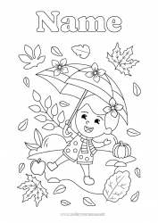 Free coloring Autumn Leaves Umbrella Scarf