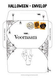 Gratis tekening Halloween Familie Addams Envelop Spinnenweb Afdrukbare enveloppen