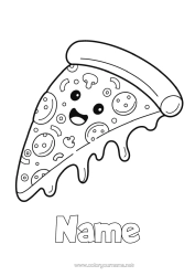 Colouring to customise Cute Food Pizza Cheese