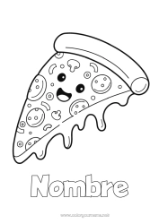 Colorear para personalizar Kawaii Alimento Pizza