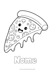 Desenho para personalizar Kawaii Comida Pizza